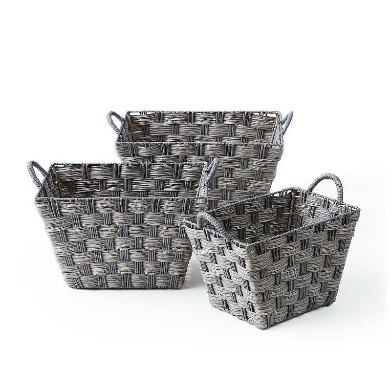 Saddle River Rectangular Tapered Faux Wicker Storage Bin 3-piece Set