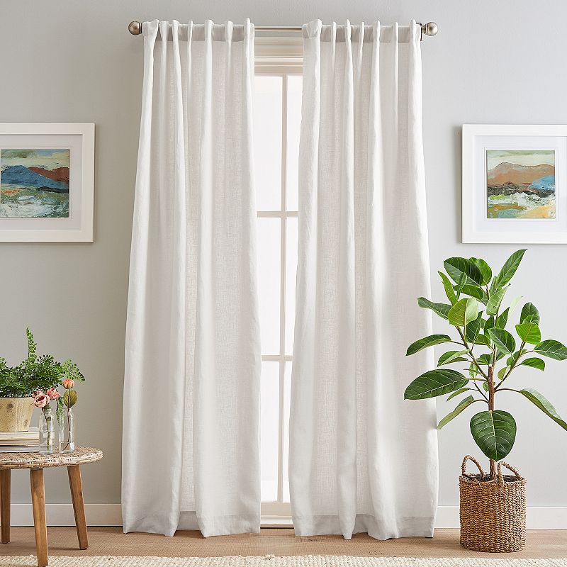 Peri 100% Linen Backtab Lined 2-panel Window Curtain Set