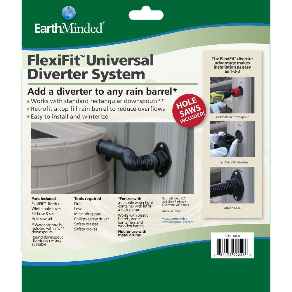 EarthMinded FlexiFit Universal Rain Barrel Diverter System F-RN077