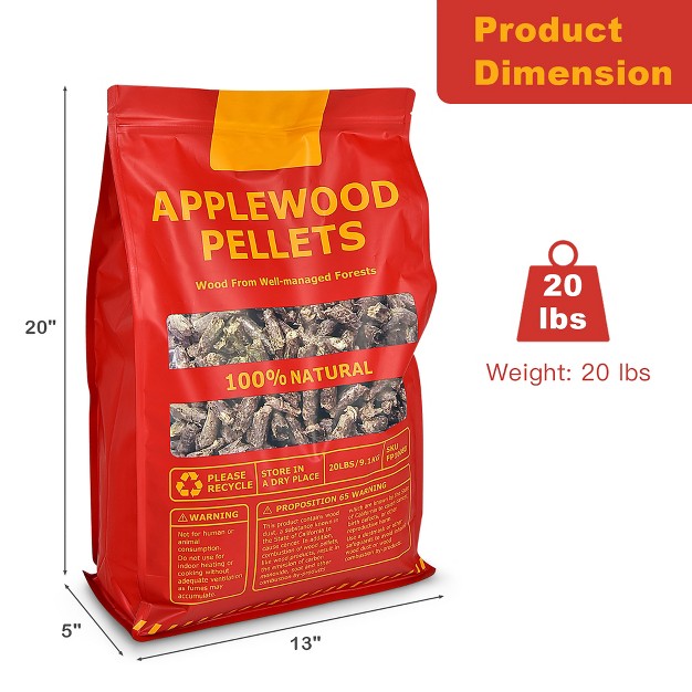 Costway 20lbs Apple Wood Pellets All natural For Smokers Pellet Grills Bbq Roast