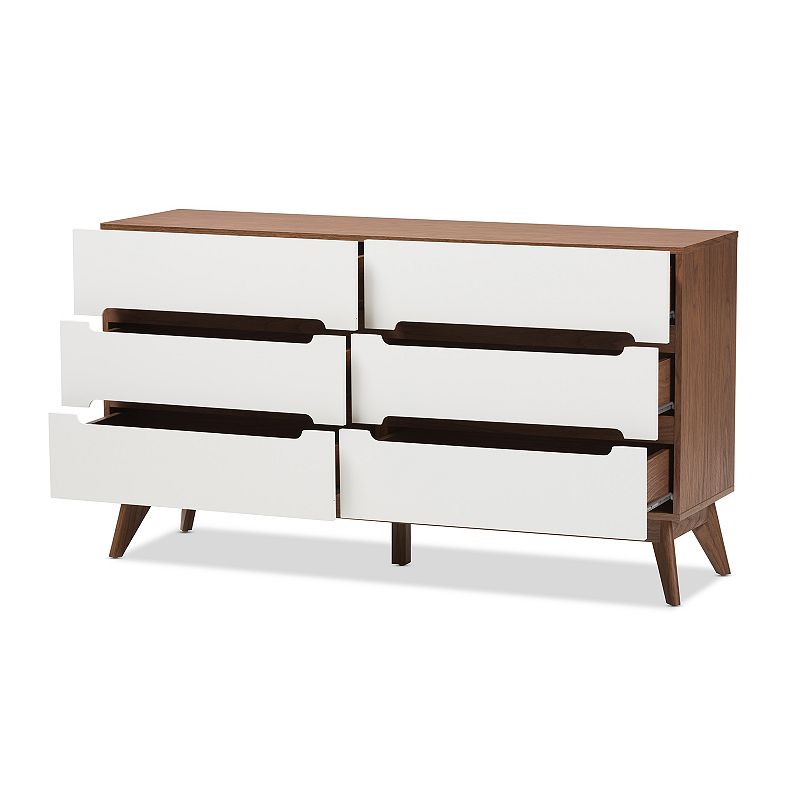 Baxton Studio Calypso Mid-Century 6-Drawer Dresser