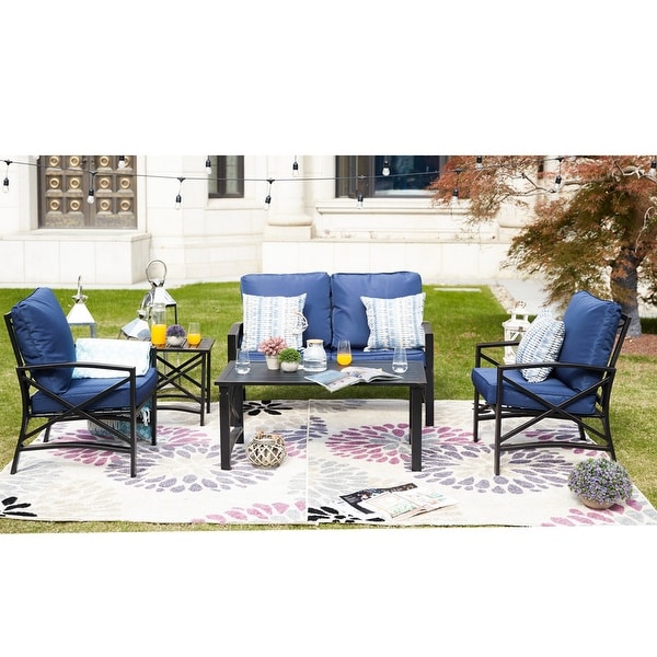 PATIO FESTIVAL 4Person Outdoor Conversation Set with Cushions