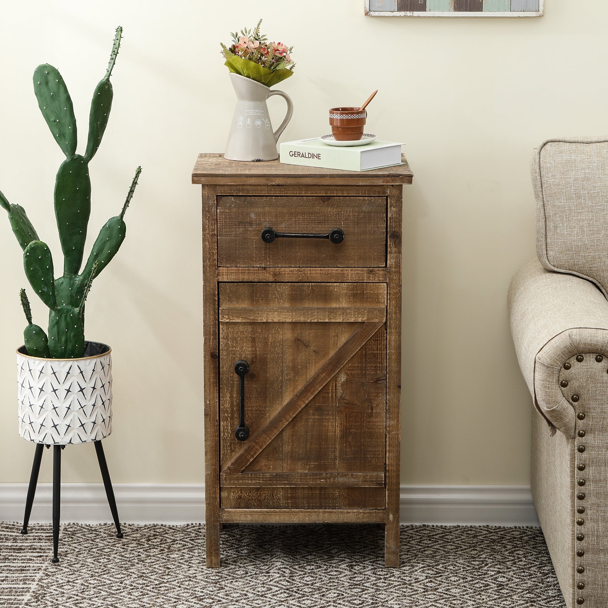 Rustic Wood Accent End Table - 33.75