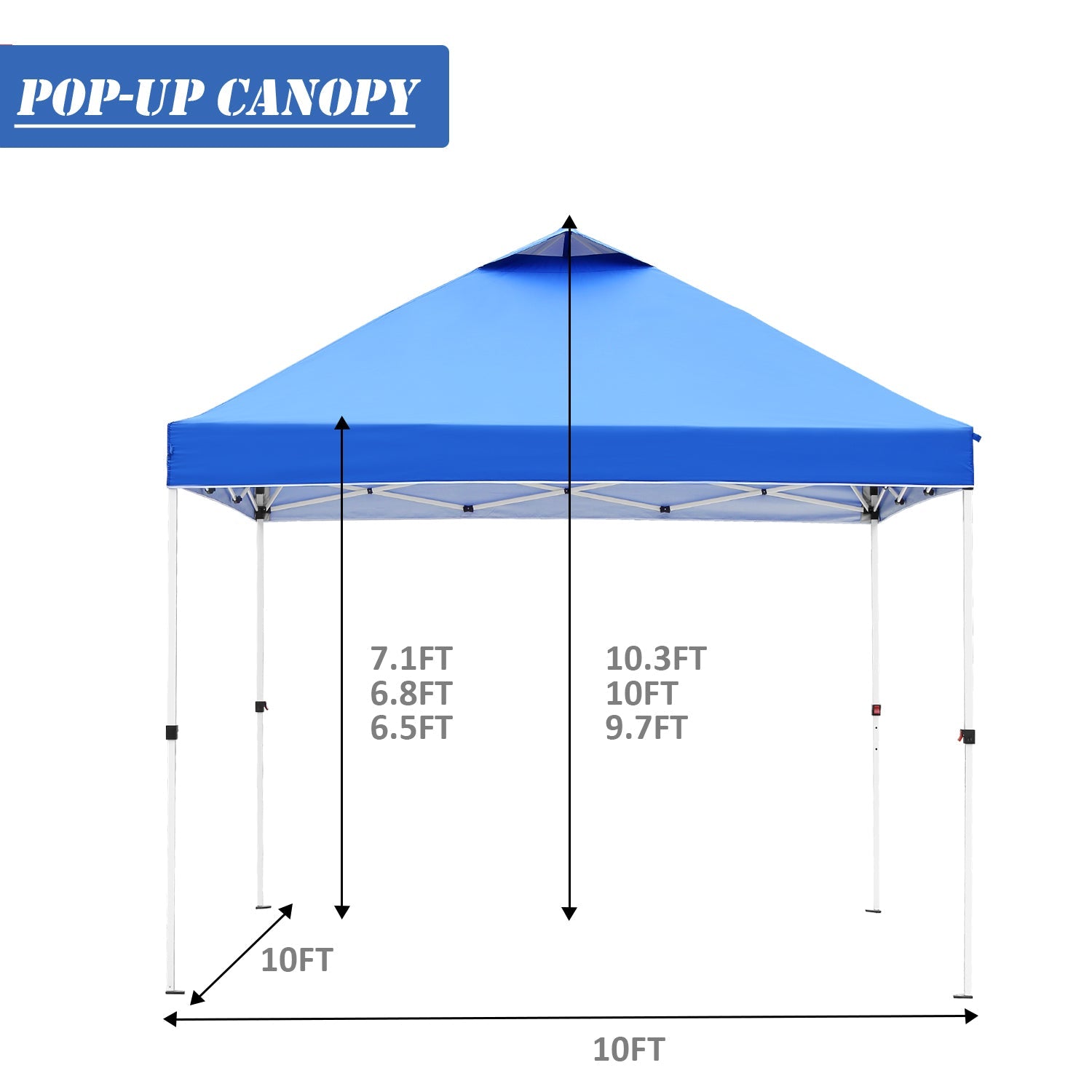 Outdoor Basic 10' x 10' Pop up Canopy Tent Outside Canopy, One Push Tent Canopy with Wheeled Carry Bag, Extra 8 Stakes and 4 Ropes, Blue