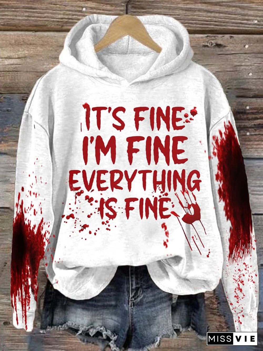 It'S Fine It'S Fine Everyting Is Fine Halloween Women'S Printed Casual Long-Sleeved Sweatshirt