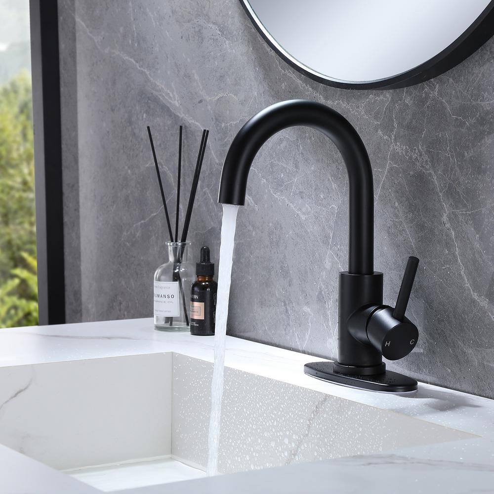 BWE Single Hole Single-Handle Bar Faucet With Swivel Spout in Matte Black B-96025-Black