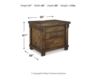 Signature Design by Ashley Lakeleigh Rustic Industrial 3 Drawer Nightstand with 2 Electrical Outlets, 2 USB Charging Stations, Dark Brown Wood Tone