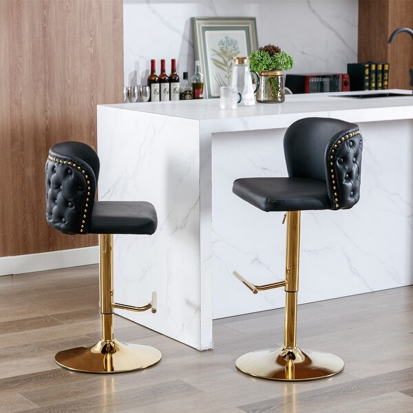 Set of 2 PU Leather Swivel Barstools with Adjusatble Seat Height