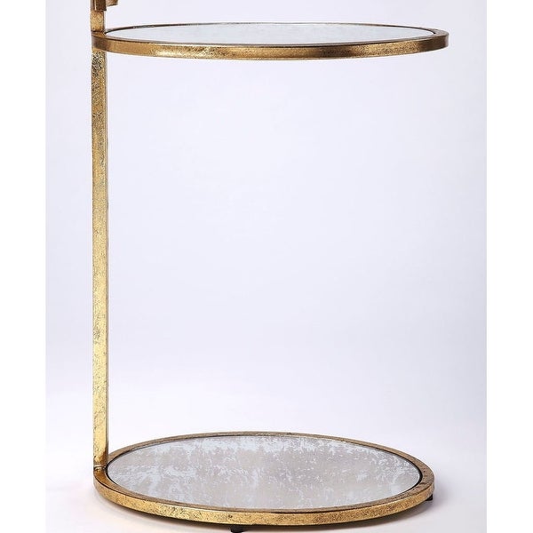 Offex Modern Metal and Mirror Oval Side Table - Gold