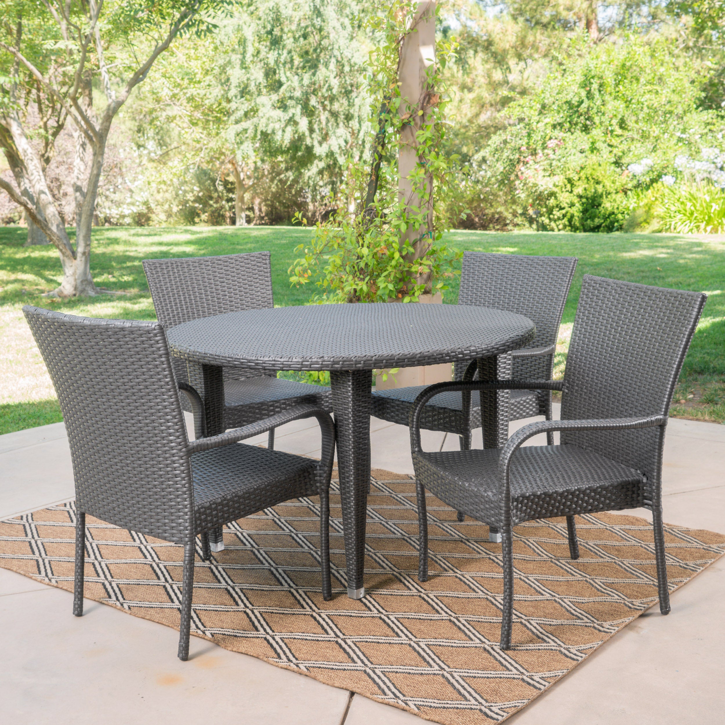 Sol y Luna Outdoor 5 Piece Wicker Dining Set