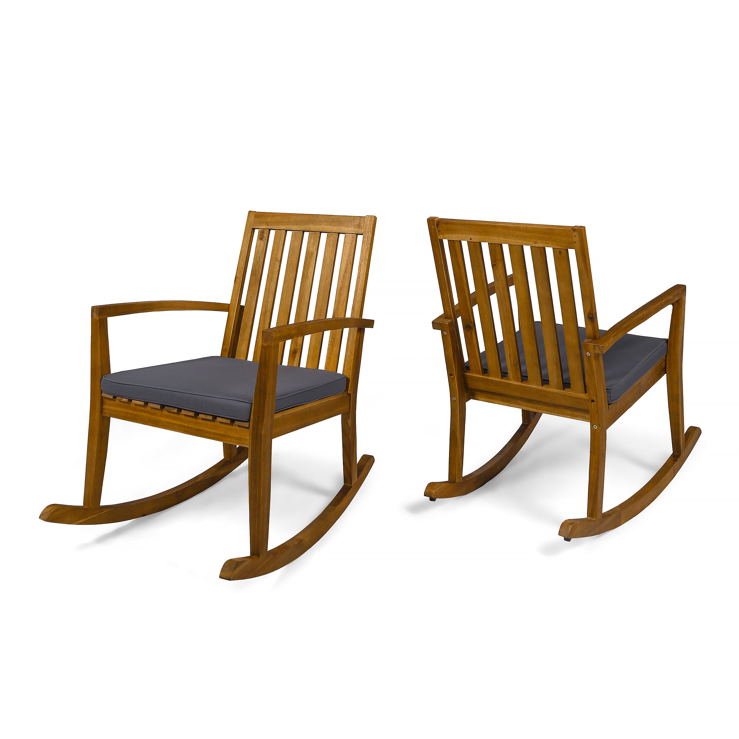 Yvonne Outdoor Acacia Wood Rocking Chair with Water-Resistant Cushions