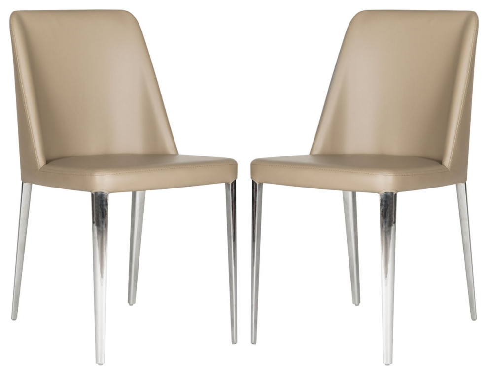 Ezran 18  x27 x27H Leather Side Chair Set of 2 Taupe   Modern   Dining Chairs   by Virgil Stanis Design  Houzz