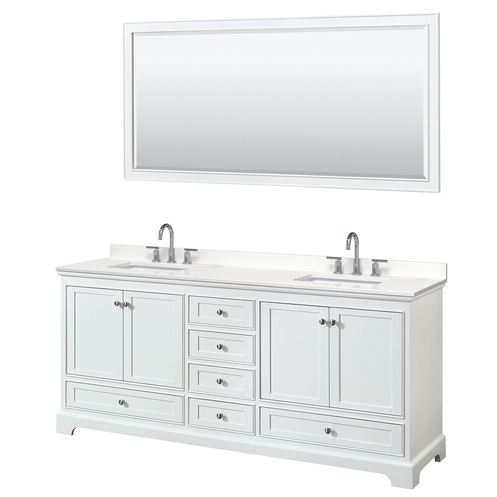 Deborah 80 inch Double Vanity  Quartz Top  70 inch Mirror