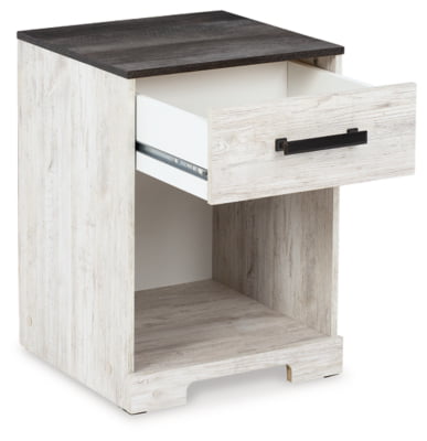 Signature Design by Ashley Shawburn One Drawer Night Stand, White/Dark Charcoal Gray