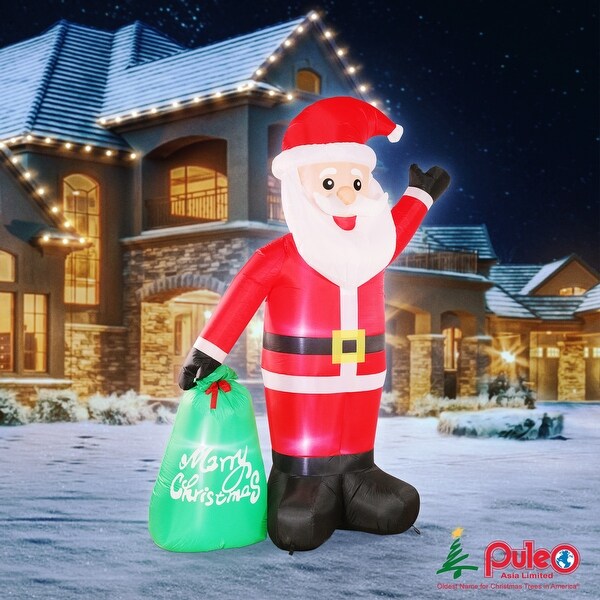 Puleo International 8 ft. Lighted BlowUp Inflatable Santa Clause