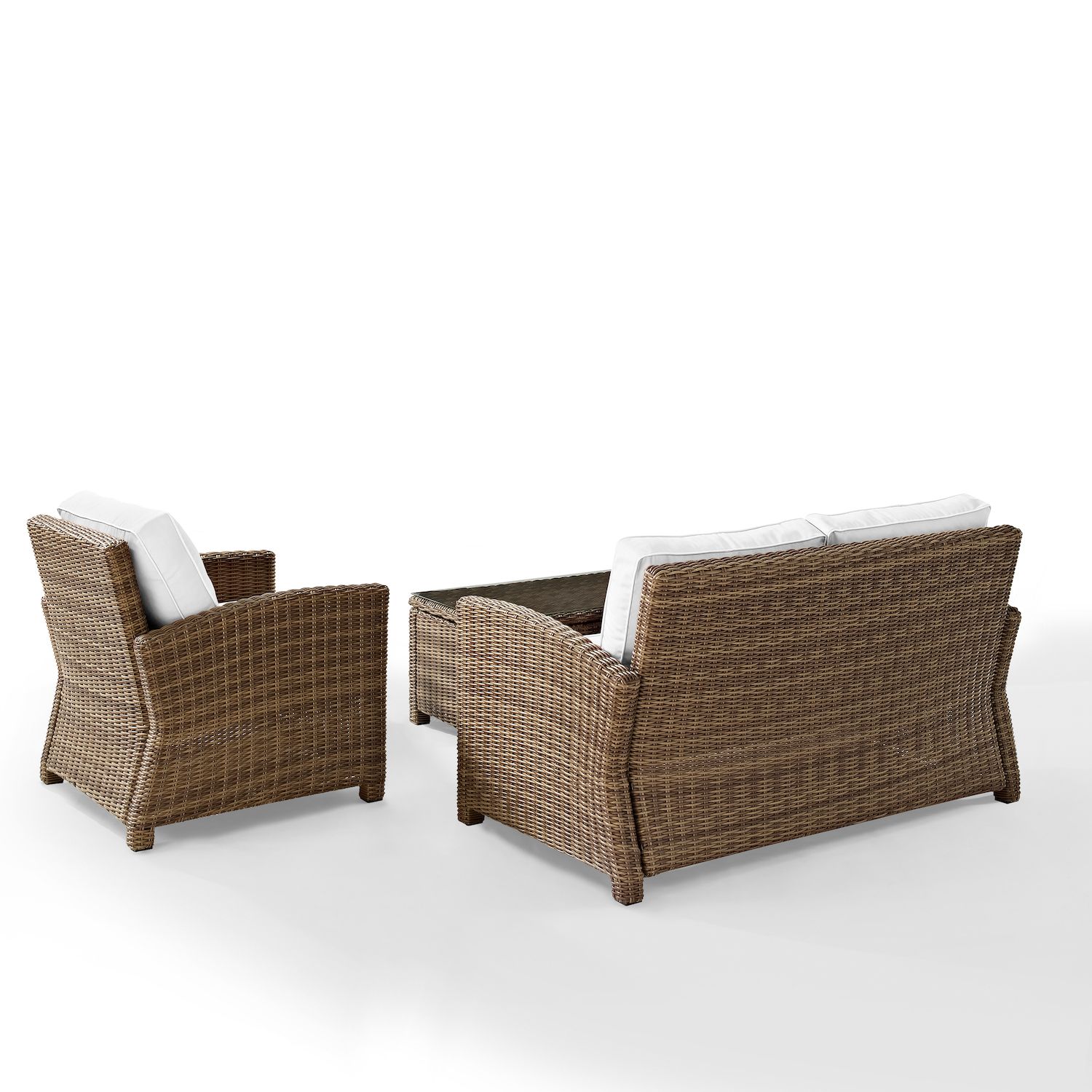 Crosley Bradenton Sunbrella Patio Loveseat， Arm Chair and Coffee Table 3-piece Set