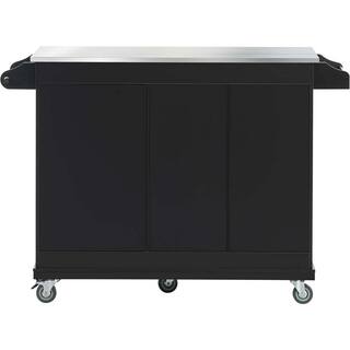 Black Kitchen Island on Wheels with 2-Drawers and Goblet Holder BF1663C267