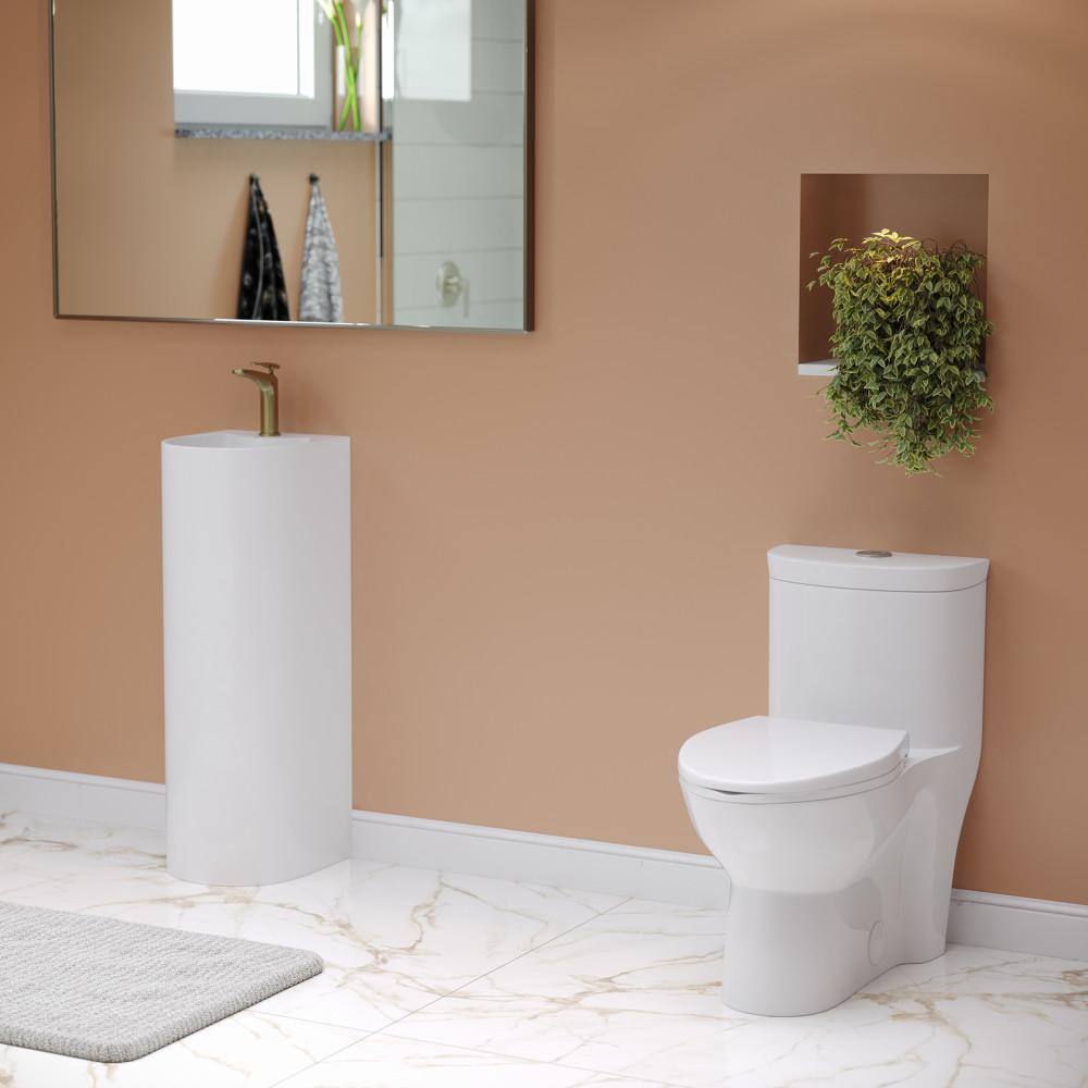 Swiss Madison Sublime 1-piece 1.11.6 GPF Touchless Retrofit Dual Flush Elongated Toilet in Glossy White Seat Included SM-1TK205