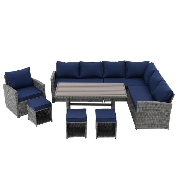 Outdoor 8piece Wicker conversation set Patio Sofa Furniture