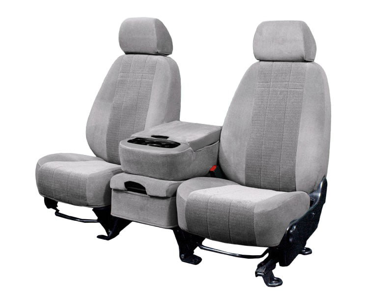 CalTrend Front Velour Seat Covers for 1989-1995 Toyota Pickup - TY104-08RR Light Grey Premier Insert with Classic Trim