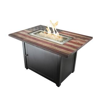 Endless Summer 40 in. x 28 in. Outdoor Rectangular Steel Frame LP Gas Fire Pit in Flag Print with Electronic Ignition and Cover GAD17108ES