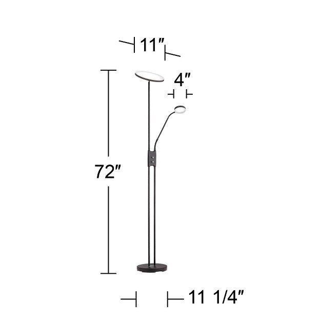 Tall Satin Black Led Adjustable For Living Room Reading Bedroom Office House Home