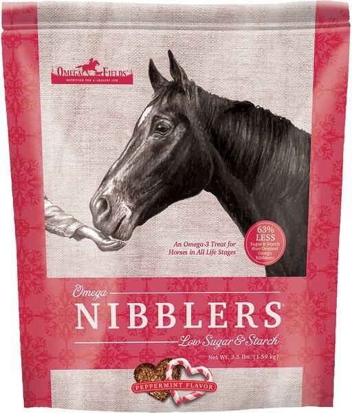 Omega Fields Omega Nibblers Low Sugar and Starch Peppermint Flavor Chews Horse Supplement