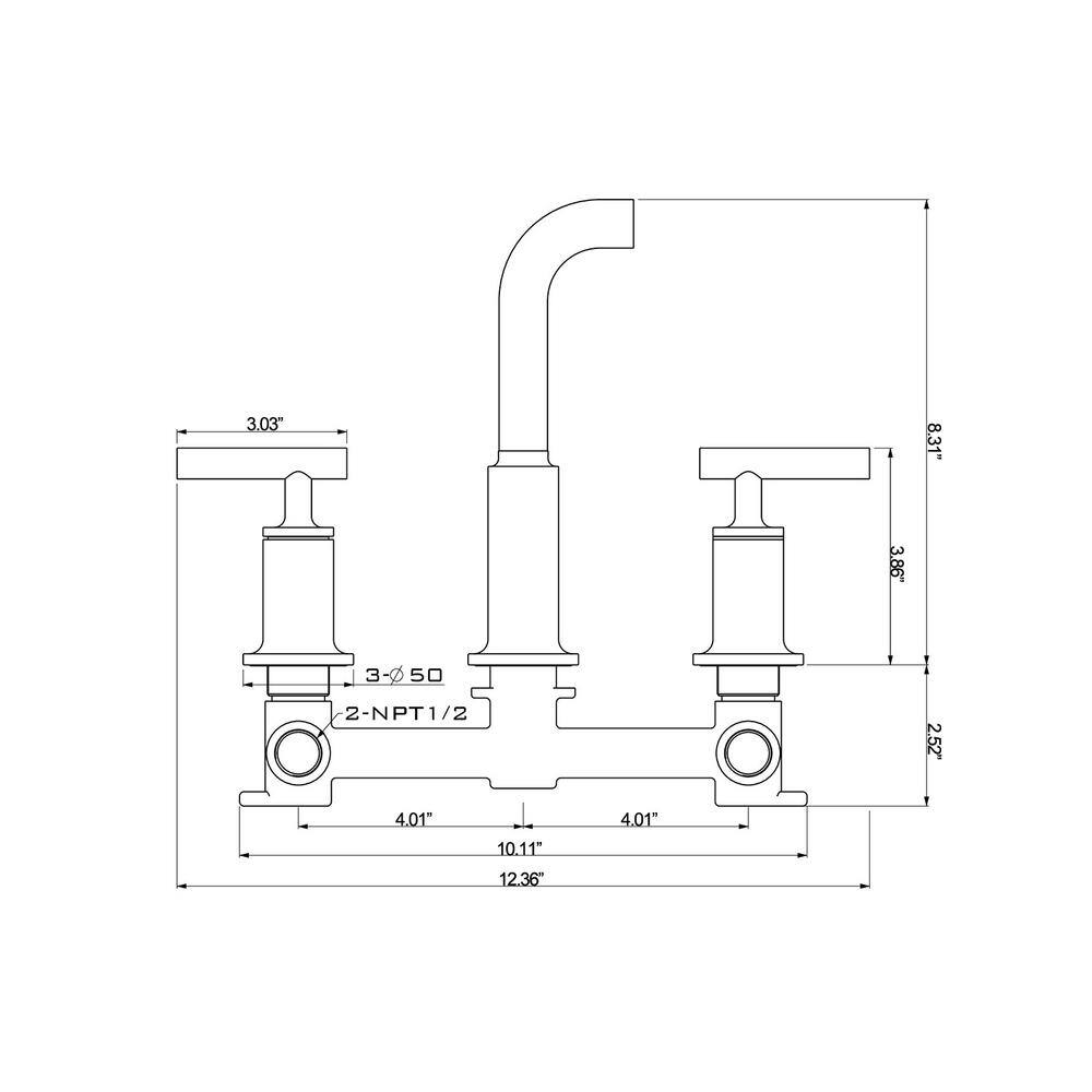 WELLFOR 2-Handle Wall Mounted Faucet in Brushed Gold (Valve Included) WB-H#RB0738