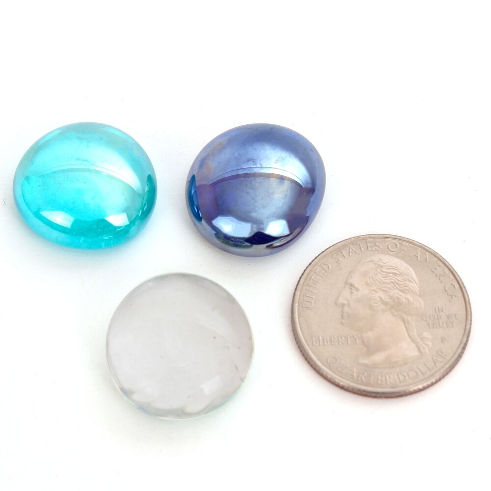 Crystal  Aqua Blue  and Dark Blue Fire Pit Glass Beads