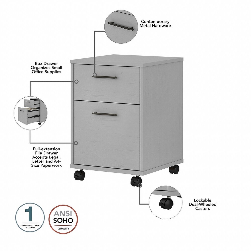 Key West 60W L Desk with File Cabinet and Bookcase by Bush Furniture