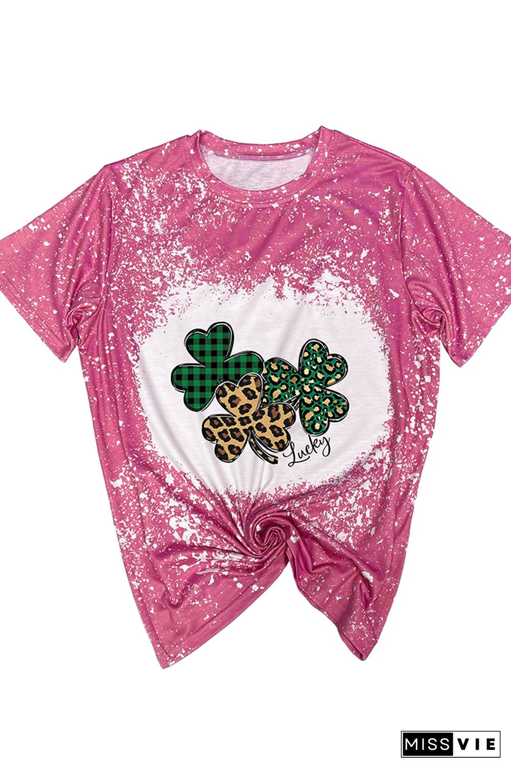 St Patricks Day Shirt,Leopard Shamrock Graphic Tee Wholesale