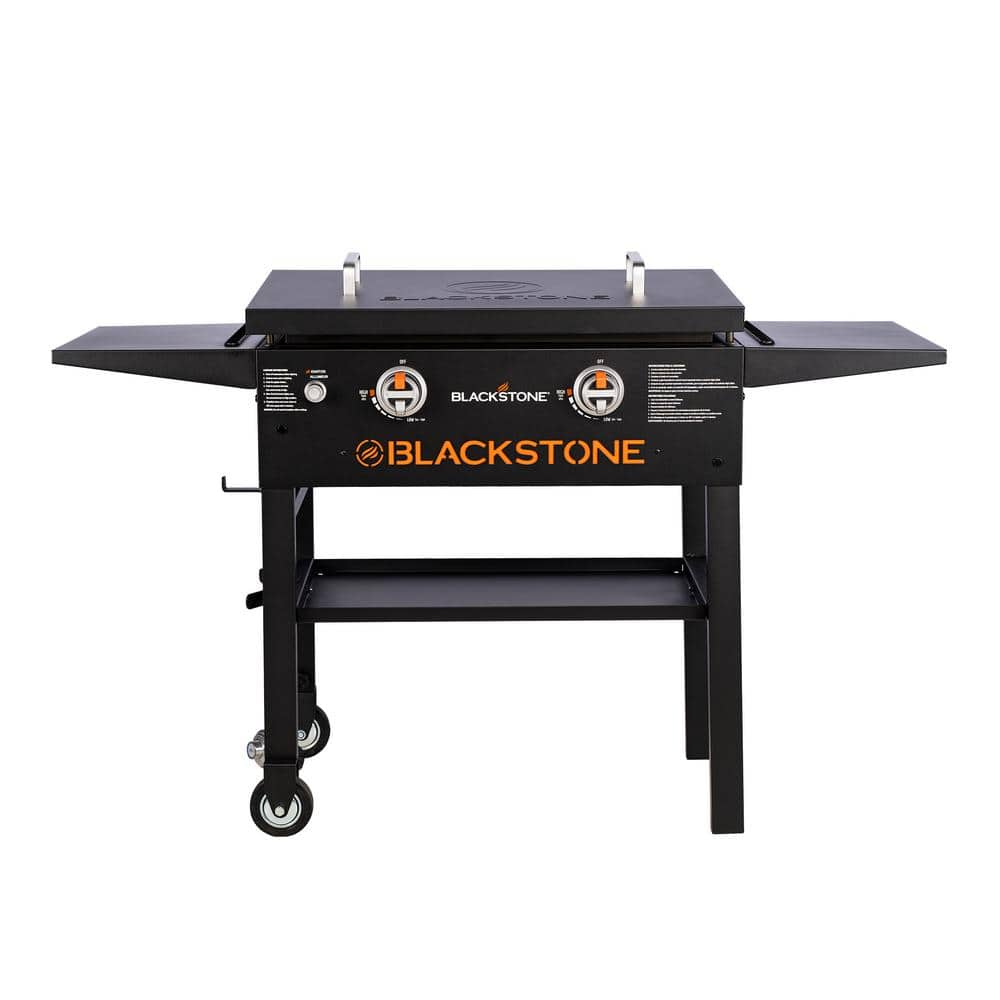 Blackstone 28 in. 2-Burner Propane Gas Griddle (Flat Top Grill) Station in Black with Hard Cover 1924