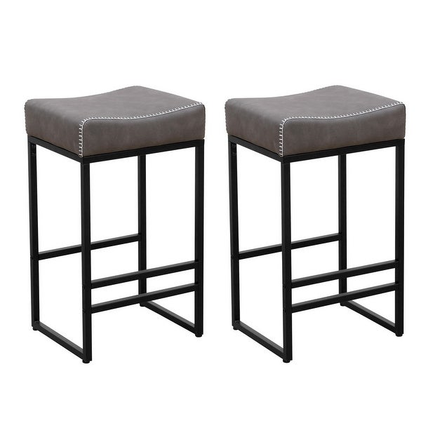 Backless Set of 2 Counter Height Barstools PU Leather Bar Stool