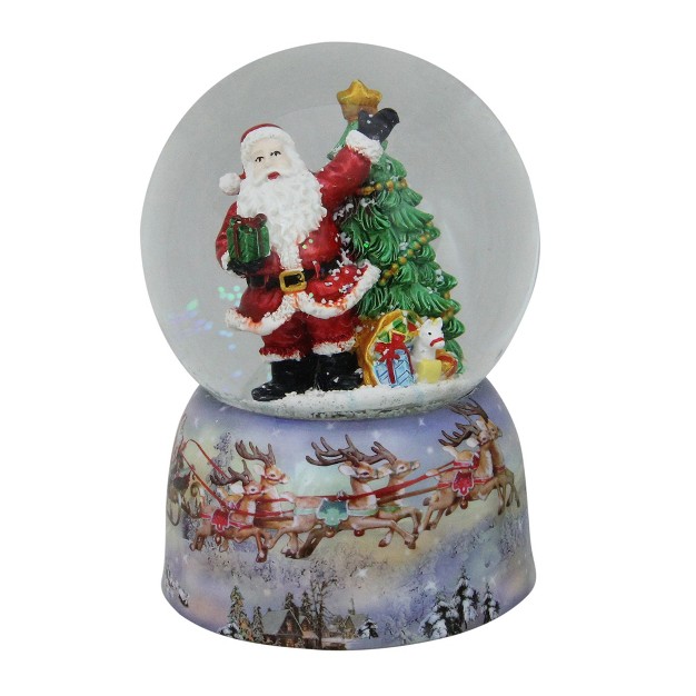 Waving Santa Claus With Christmas Tree Musical Snow Globe