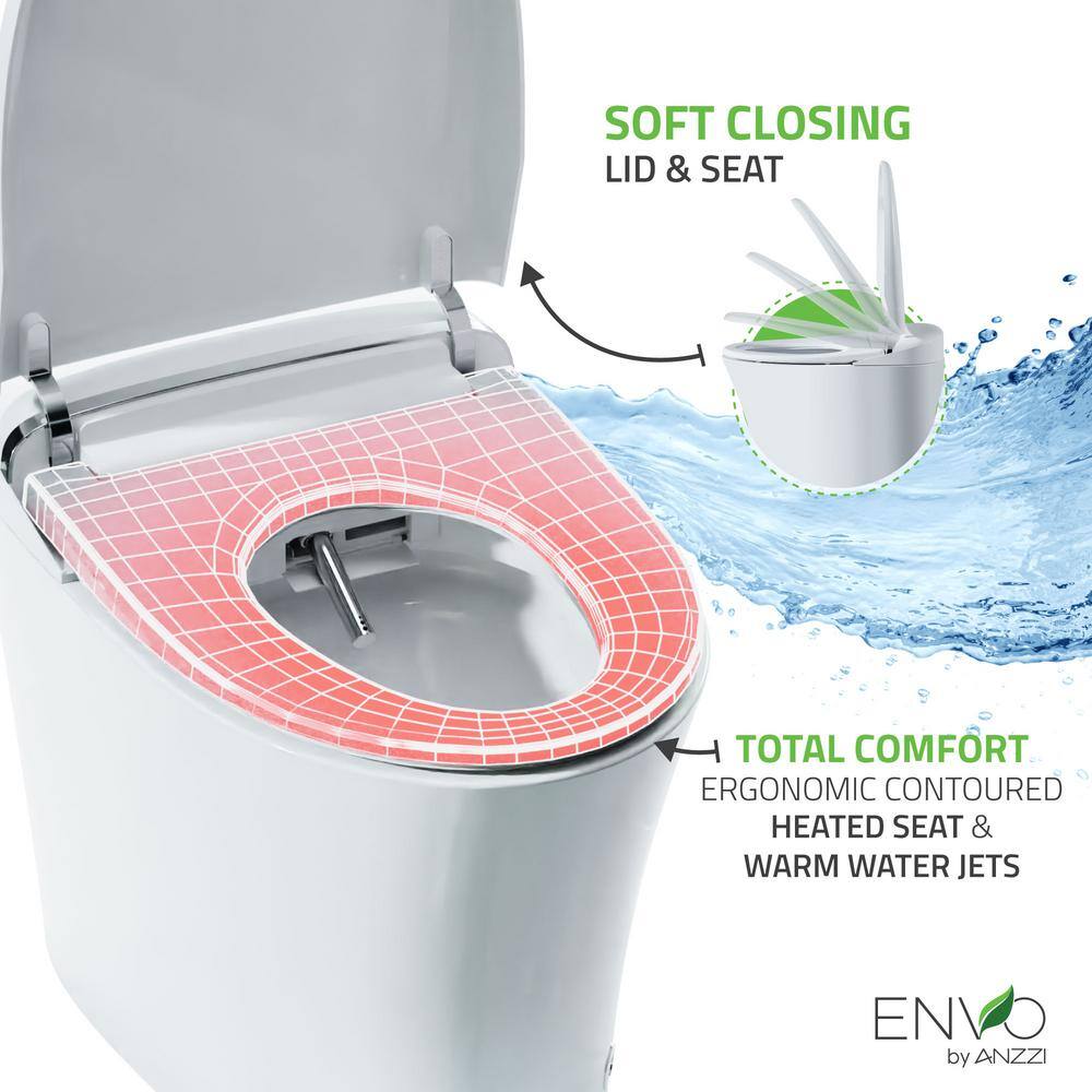 ANZZI Envo Aura Elongated Smart Bidet Toilet in White with Remote TL-STSF851WH