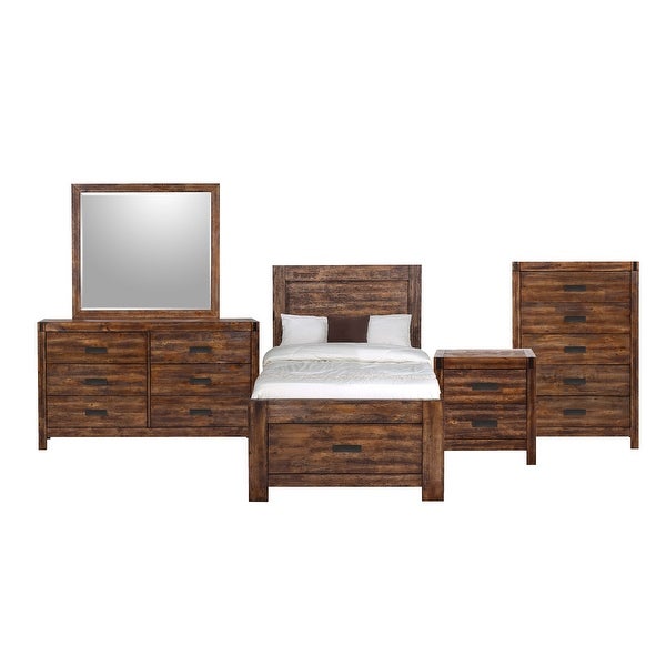 Picket House Furnishings Wren Twin 5PC Platform Storage Bedroom Set In Chestnut - - 31677680