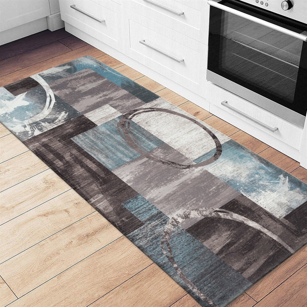 World Rug Gallery Contemporary Abstract Circles Anti Fatigue Standing Mat