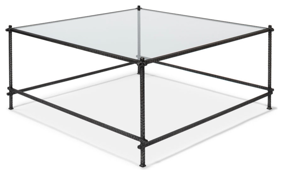 Serrated Edge Iron Square Coffee Table   Traditional   Coffee Tables   by Sideboards and Things  Houzz