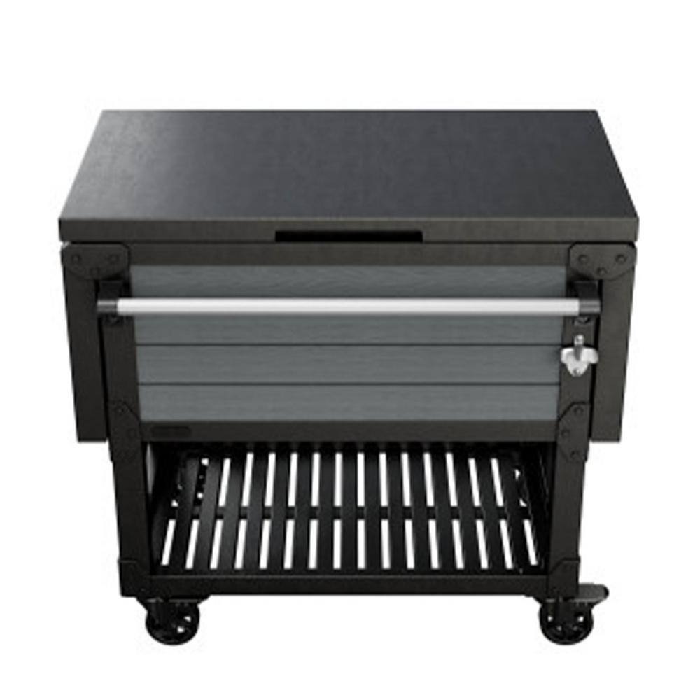 Keter 89 .8 qt. Outdoor Rolling Patio Cooler and Insulated Beverage Cart Gray KET-252172