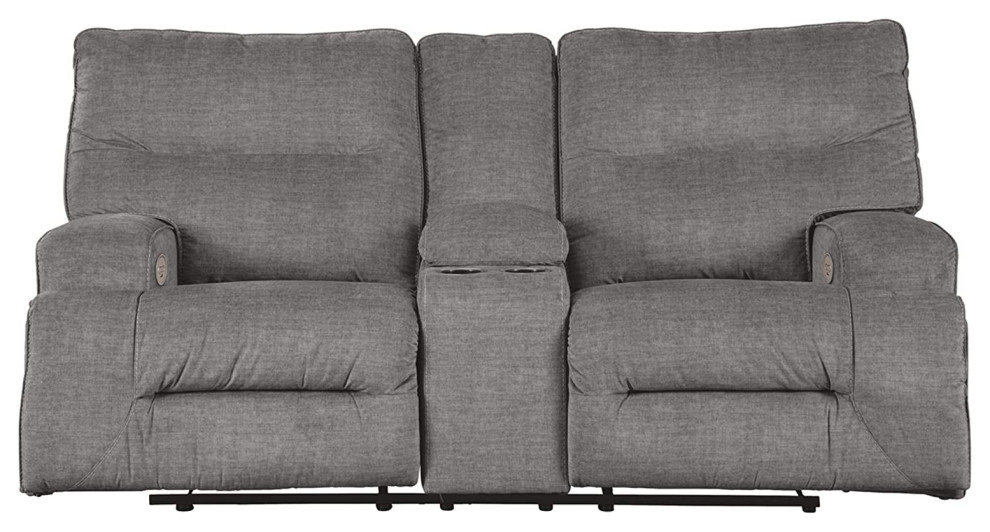 Contemporary Reclining Loveseat  Cushioned Seat With Storage Console  Charcoal   Transitional   Loveseats   by Declusia  Houzz