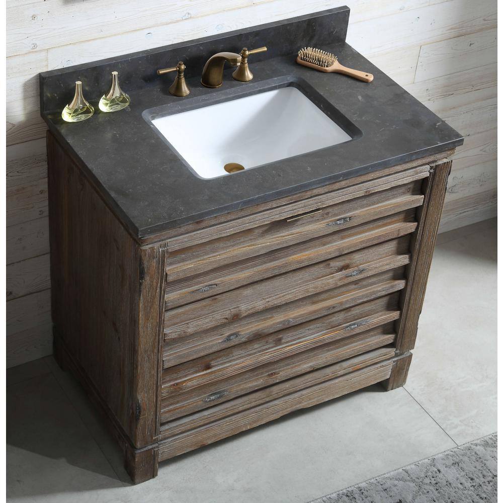 36 in. Vanity in Brown with Black Moon Stone Top with White Basin WH8436