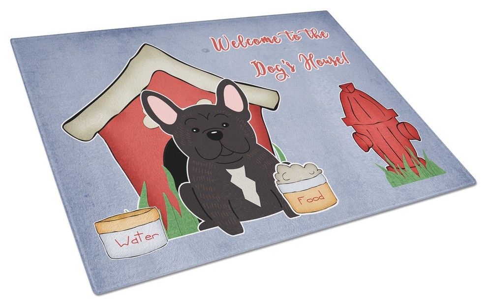 Dog House Collection French Bulldog Brindle Glass Cutting Board Large   Contemporary   Cutting Boards   by the store  Houzz