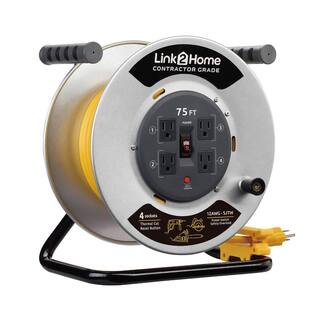 Link2Home 75 ft. 123 Extension Cord Storage Reel with 4 Grounded Outlets and Overload Circuit Breaker EM-CG-750-N