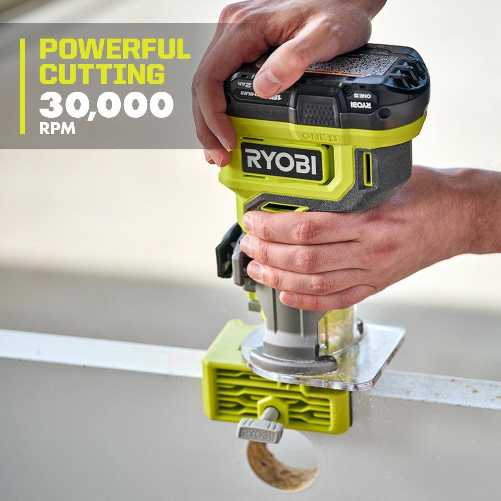 RYOBI ONE+ 18V Cordless Compact Router Kit with 2.0 Ah Battery and Charger PCL424K1