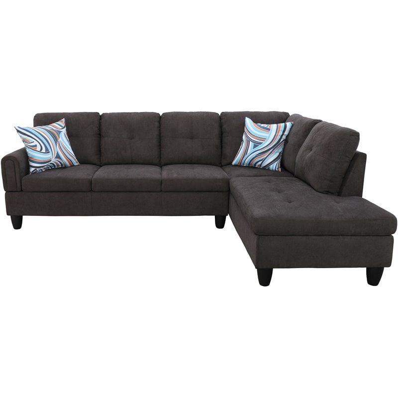 Star Home Living Puebla Linen Fabric Sectional Sofa Set in Dark Brown