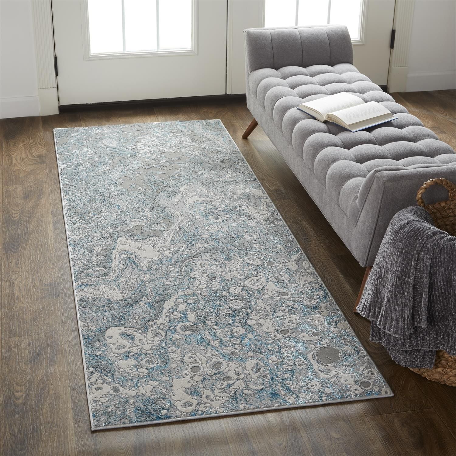 Aurelian Silver and Blue Rug by BD Fine