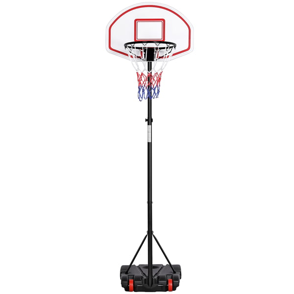 Topeakmart 5' to 7' Height-Adjustable Basketball Hoop System Goal Outdoor with Wheels， Water and Sand Filled Base