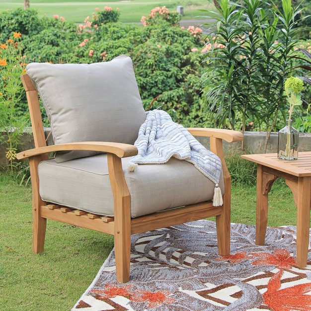 Cambridge Casual 3pc Caterina Teak Outdoor Patio Small Space Chat Furniture Set With Cushion Beige