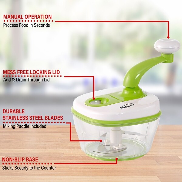 2 Quart 3 Stainless Steel Blade Manual Opertation Food Processor in Lime