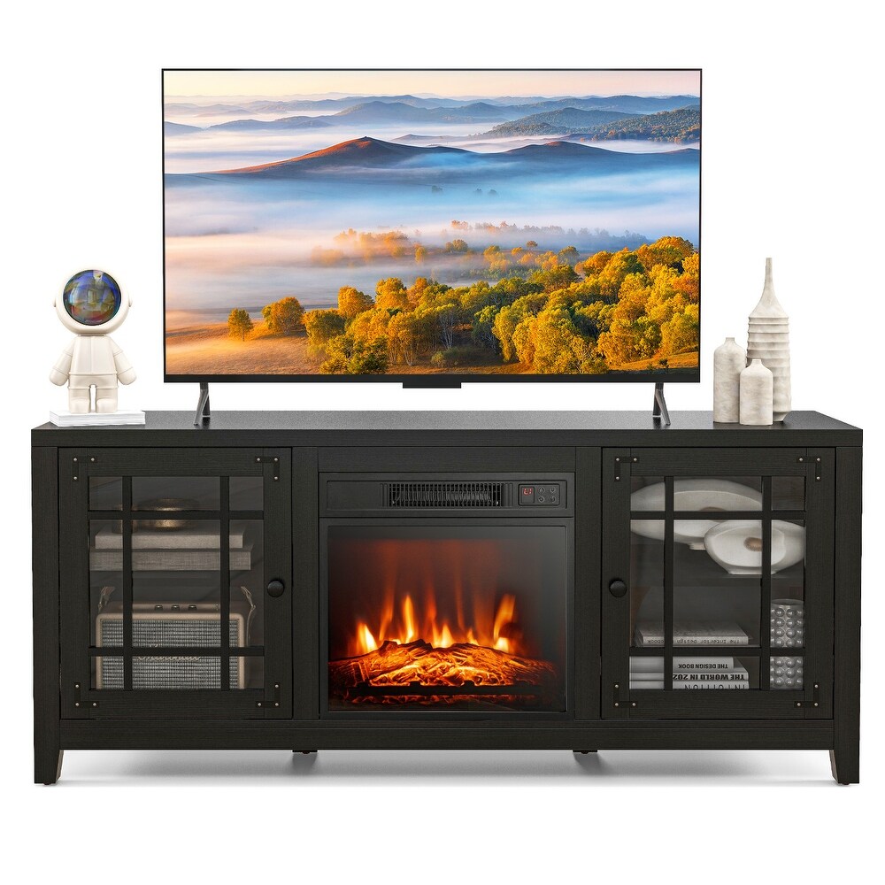 58 Inch Fireplace TV Stand with Adjustable Shelves for TVs up to 65 Inch